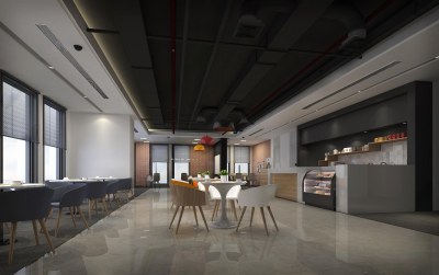 现代办公休闲空间3D模型下载